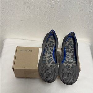 Rothy's Charcoal Knit Flats with Blue Trim